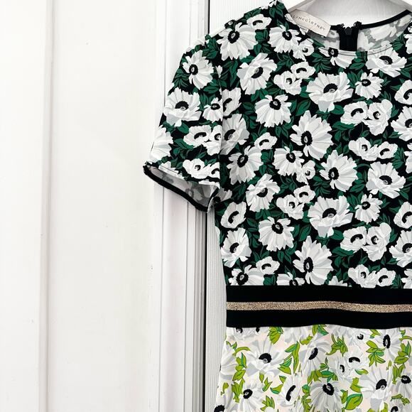 Stella McCartney Green White Petra Floral Print Dress Fit Flare 36 0/2 XS - Picture 5 of 14
